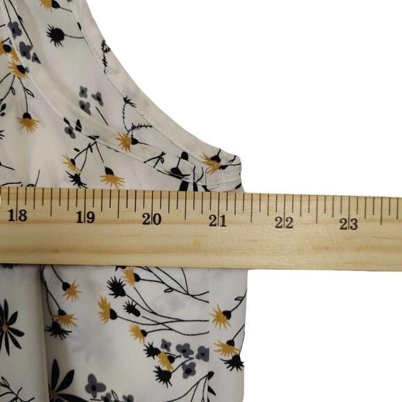 LOFT Women's White Floral Pearl Button Chiffon Sleeveless Blouse Size XL Petite - Picture 8 of 8